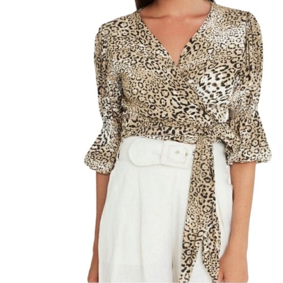 NWT Faithful The Brand Bisset Wrap Top in Signe Animal Print - Picture 1 of 7